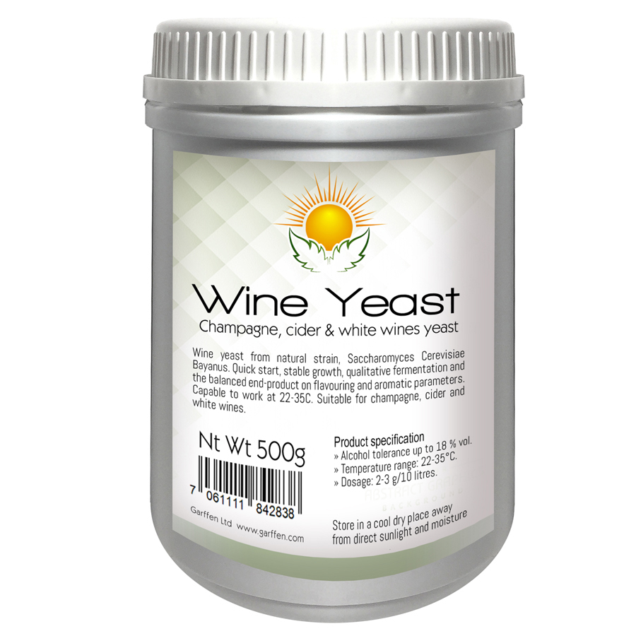 Bayanus wine yeast, Capable to work at 22-35Â°C, Suitable for champagne, cider and white wines.